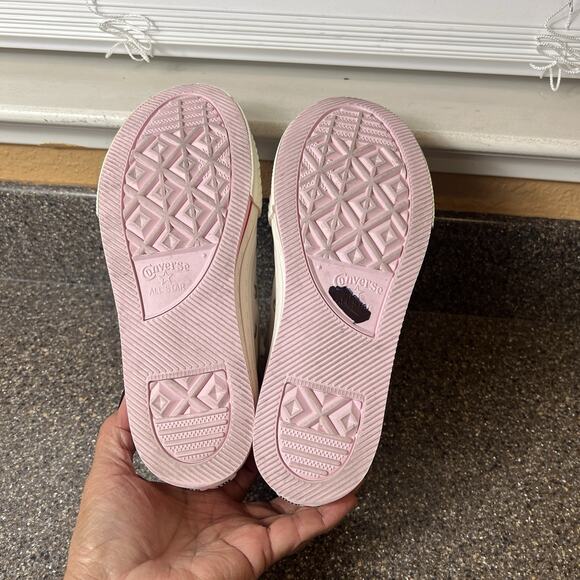 Converse All Star Hi-Top Youth Girl Sz 3 Canvas Sneaker White/Red Heart Platform - Picture 10 of 11